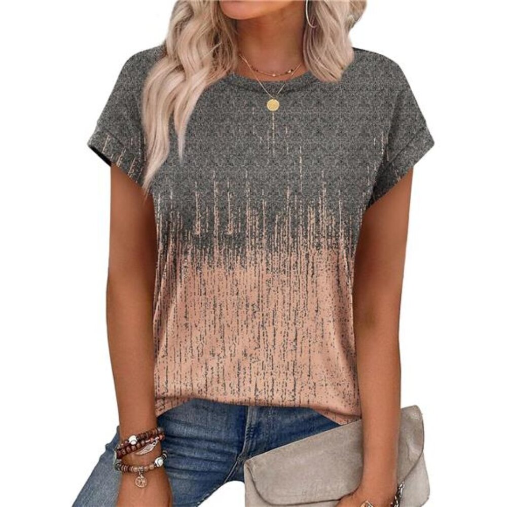 Womens Summer Tops Short Sleeve Shirts Crew Neck Cute Trendy Tunic